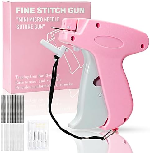 2026 New Stitch Gun for Clothes, Handheld Quick Clothing Fixer Sewing Kit with 1000 Black & 1000 White Fasteners, 6 Replacement Needles, Pink