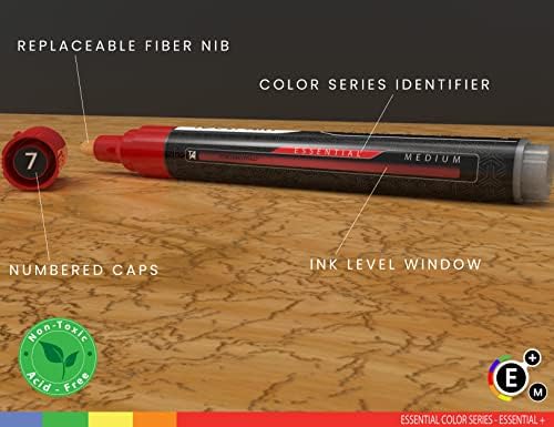 Acrylic Markers, Paint Pens Assorted Vibrant Markers for Rock Painting, Canvas, Glass, Mugs, Wood, Ceramic, Fabric, Metal, Scrapbooking. Non Toxic, Quick Dry, Multi-Surface, Lightfast (MEDIUM)