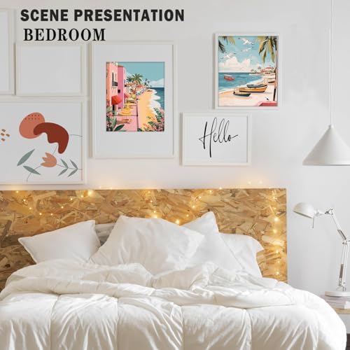 XUNLURY Retro Coastal Beach Diamond Art Kits 2 Pcs, Tropical Palm Tree Seaside Town Diamond Painting Kits for Adults Beginners, Full Drill Diamonds Dots for Home Decor, 9.8x11.8 Inch