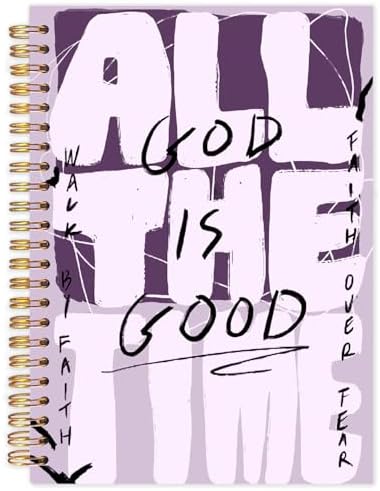 Yhtrg Pink Christian Spiral Notebooks, God Is Good All the Time Bible Journal Notebook, Bible Jesus Notebook for Note Taking, Christian Gifts for Women Men, 5.5x8.3 Inch