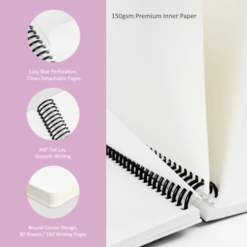 Hardcover Sketchbook,7.2"x8.3"Spiral Bound Drawing Pad, Bow&Cherry Floral