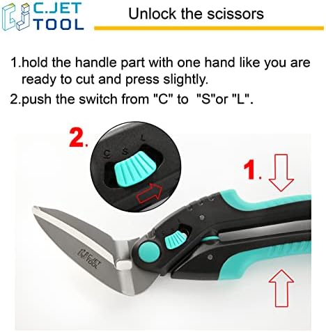C.JET TOOL 10" Heavy Duty Carpet Cutter, Industrial Scissors, Multipurpose, Professional Soft Grip Stainless Steel (Turquoise) (Pack of 2)
