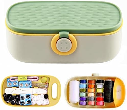 FKOG Portable Sewing Kit Basic, 135 Pcs Travel Sewing Supplies Repair Organizer with Self Threading Needles,Scissors,Measure Tape, Emergency Sewing Accessories for Adults, Beginners & Seniors (Green)