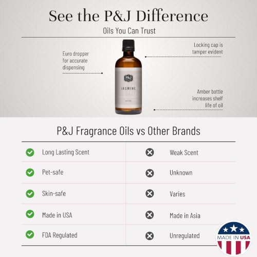 P&J Trading Fragrance Oil | Jasmine Oil 100ml - Candle Scents for Candle Making, Freshie Scents, Soap Making Supplies, Diffuser Oil Scents