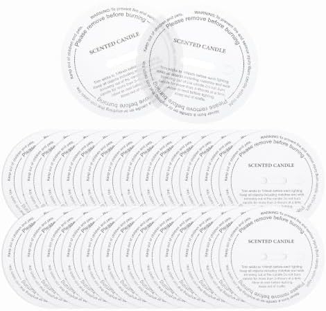 MECCANIXITY 60 Pcs Candle Dust Covers, 7cm/2.8" Round Printed Translucent Candles Drip Protectors Lid Accessories Letter Pattern for Craft Fragrance Making Jars Boxes Packaging