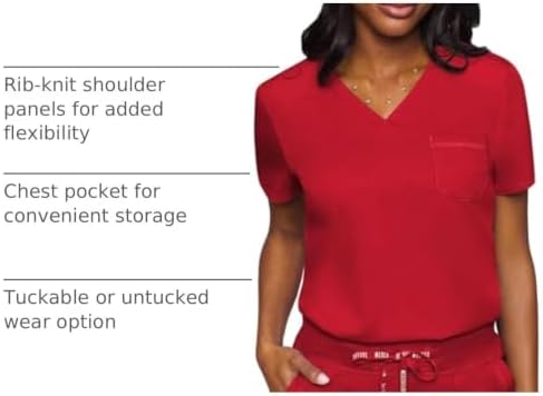 Med Couture Touch Women's Scrub Tops V-Neck Tuck-in Top with 1 Pocket