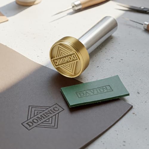 Terwex Custom Leather Stamp, Personalized Leather Letter Stamping with Your Unique Logo Text, Metal Leather Stamps Embossing Hammer Press Leathercrafting Tools, Dad Husband Boyfriend Handmade Gifts