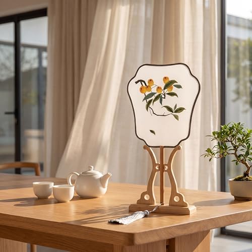 QIZUOLIFE Embroidery Fan Kit with Tutorial Videos, Loquat Pattern