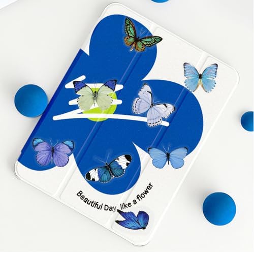 40Pcs Vintage Stickers,Waterproof Transparent PET Aesthetic Decorative Sticker Scrapbooking Supplies for Adult Card Making Letters Planner Junk Journal Water Bottles Art Craft.Blue Butterfly