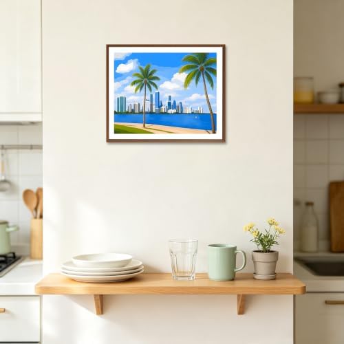 ARNLRDYA Miami Cityscape Paint by Number Kits, Downtown View Hand-Painted Art, Modern Urban Canvas Acrylic Painting Set, Florida City Paint by Numbers for Home Decor(16×20inch, Unframe)