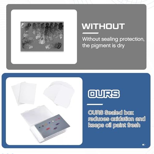 Nuanchu 1 Pcs 12 x 16 Inch Glass Palette for Oil Painting, Neutral Grey | Airtight Keep Wet Palette Container, 40 Sheets Disposable Paper, Keeps Paint Fresh, for DIY Color Mixing Beginners