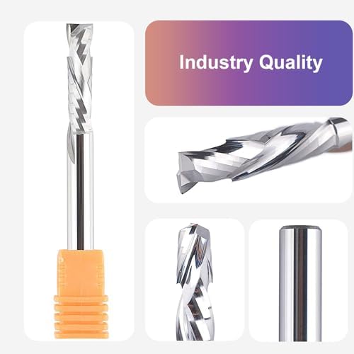 SpeTool Compression Router Bits 1/4 inch Shank 1/4" Cutting Diameter ,Carbide UP Down CNC Router Bits Set Wood Router End Mills Carving Slotting Edge Cutting