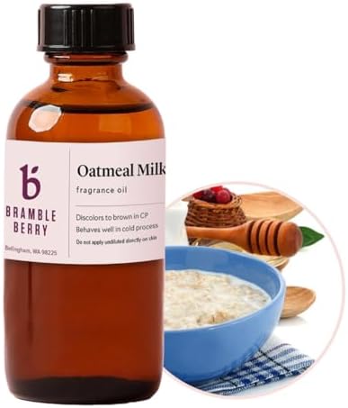 Bramble Berry Oatmeal Milk and Honey Fragrance Oil 2 oz | Warm Sweet Scent for Soap Making, Candle Making, Lotion & Bath Bombs | Skin Safe, Vegan, Paraben & Phthalate Free, DIY Craft Essential | Warm oatmeal milk honey fragrance oil for soap making, ca...