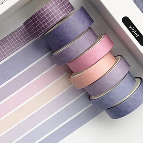 YUBBAEX 8 Rolls Basic Washi Tape Set Solid Color Grid Masking Decorative Tapes for Arts, DIY Crafts, Journals, Planners, Scrapbooking, Wrapping (Violet)