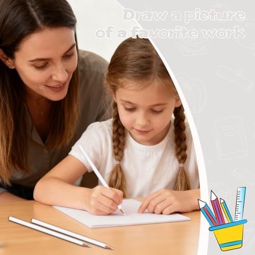 24 Pack White Colored Pencils for Kids, Pre-sharpened Art Pencils Back to School Supplies Set, Drawing Sketching Pencils for Students, Teachers, Classroom