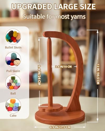 SPEENSUN Magnetic Yarn Holder for Crocheting, Large, Walnut Finish