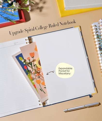 Cute Spiral Notebook Journal for Women, 200 Pages Lined Notebooks 8.5” x 11”, A4 Large Hardcover Spiral Journals with 100 GSM Thick Paper, College Ruled Notebook for Writing Work School, Navy Dots