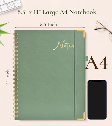 Hardcover Spiral Notebook Journal 8.5” x 11”, A4 Large Cute Notebooks for Women Men, Lined College Ruled Notebook, 100 GSM Paper, Spiral Bound Journals for Work School Note Taking Business, Seaside Sunset