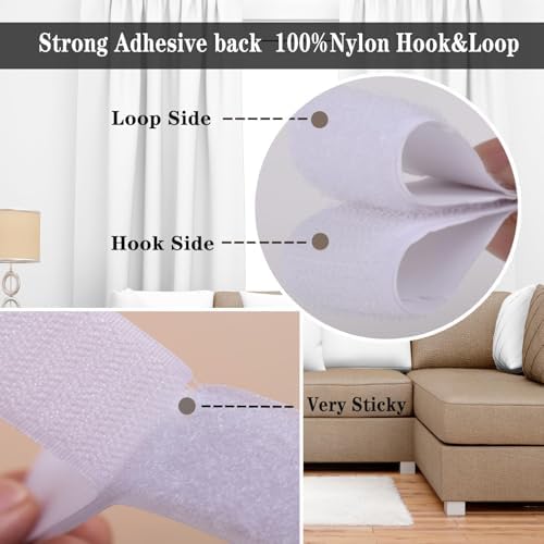 Navona 2 Boxes Heavy Duty Hook and Loop Strips with Adhesive, 60Ft x 1 Inch