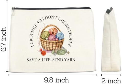 Crochet Makeup Bag Christmas Gift - Funny Save a Life Send Yarn Cosmetic Bag Knitting Gifts for Crochet Lovers Knitters