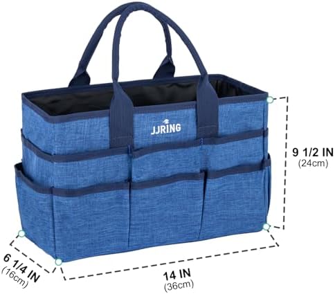 JJRING Craft Tote Bag Organizer For Art Storage With Multiple Pockets, Blue