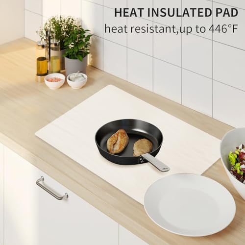 Standard SiliconeTable Placemat, Food-Grade Silicone Table Mat for Baking Pastry Non-Stick, Kids Nonslip Dinner Placemat Heat Resistant Waterproof Countertop Protector (Translucent white)