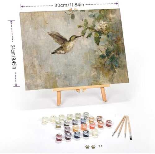 WUDWL Paint by Numbers Kit for Adults Framed Canvas, with Wooden Easel