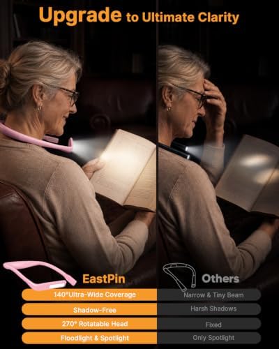 Neck Light with Storage Case, 3 Colors Dimmable Book Reading Light