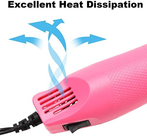 Heat Gun for Crafting - Mini Heat Tool for Epoxy Resin, Silicone Molds, Acrylic Pouring, Embossing, and Bubble Removal, Compact Craft Dryer for Small Art Projects (Pink)