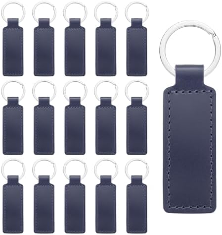 MECCANIXITY Leather Keychain Blanks Bulk Rectangle Laser Engraving Keychain Kit