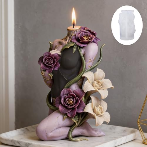 Konrisa Large 3D Candle Molds, Flower Vine Resin Casting Molds for Candle Making, Handmade Aromatherapy Candles Making Molds DIY Craft Supplies