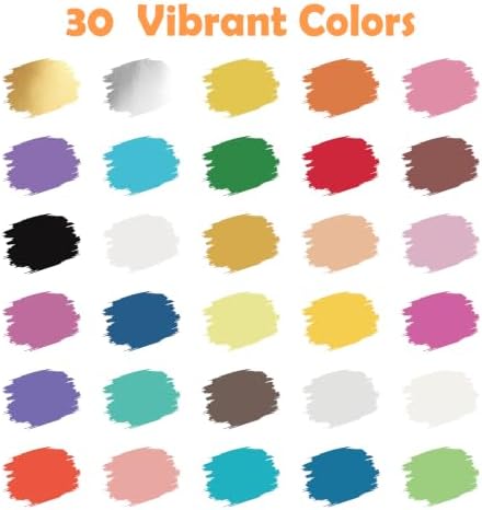 30 Colors Precision Dual Tip Acrylic Paint Markers Pens - Brush & Fine | Performs on Rock, Wood, Paper, Fabric, Egg, Scrapbook, Glass, Ceramic, Canvas, DIY Crafts Art Gift - School Supplies