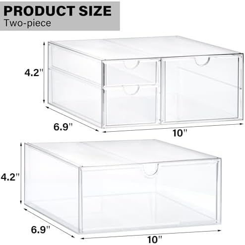 Prsildan Acrylic Drawer Makeup Organizer with 4 Drawers