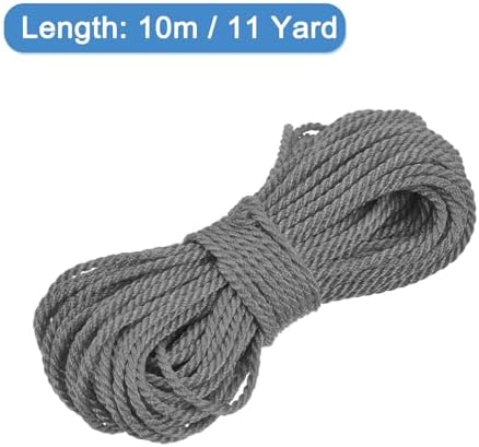 MECCANIXITY Twisted Cord Trim, 11 Yard 1.5mm 3-Ply Twine Braided Rope Shiny Thread String for Craft Gift Bag Curtain Christmas Decor, Dark Grey - 10m
