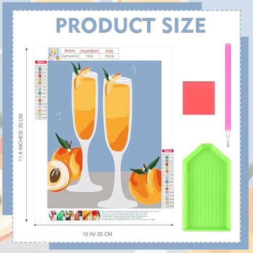 Yeaqee 4Pcs Diamond Art Kits for Adult Gem Painting Kit, Cocktail Glass