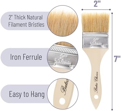 Bates- Chip Paint Brushes, 2 Inch, 48 Pack, Chip Brush, Brushes for Painting, Paint Brushes, Stain Brushes for Wood, Natural Bristle Paint Brush, 2 Inch Paint Brush, Chip Paint Brushes for Paint