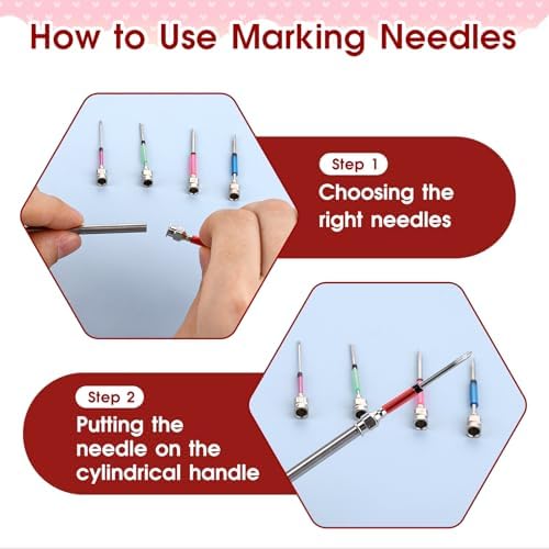 12 Pcs Punch Needle Kit, Embroidery Punch Needle Tool Wooden Handle Embroidery Tool Punch Needle Threader Set for Adults Beginner Yarn Floss Cross Stitching