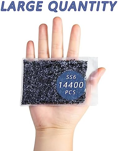 Beadsland Hotfix Rhinestones Bulk, Jet Black, SS6, 14400pcs