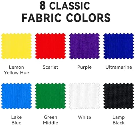AUREUO Fabric Paint Set - 8 Colors x 0.71 Fl Oz / 21ml - Permanent Fabric Paint for Clothes, Non-Toxic Textile Paint for Canvas, Tote Bags, Shirts, Shoes, Jeans