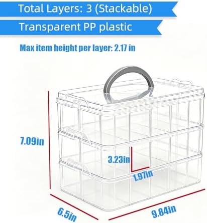 2Pack 3-Tier Stackable Storage Box, 30 Adjustable Compartments Organizer