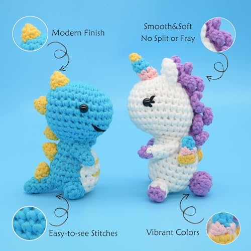3 Pack Beginners Crochet Yarn Rainbow Cotton Crochet Yarn for Crocheting Knitting Beginners Crochet Kit with Easy-to-See Stitches Cotton-Nylon Blend (3x50g)-Variegated Mix 01