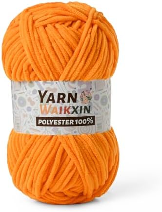 Soft Chenille Yarn for Crocheting, Fluffy Chunky Crochet Yarn for Baby Blanket, (1.76oz/65.6yds) Fuzzy Velvet Yarn for Amigurumi&DIY Puzzle、Crafts、Scarf(Orange)