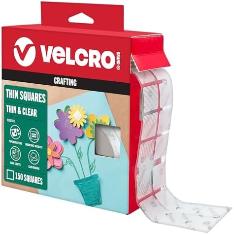 VELCRO Brand Thin Clear Mounting Squares, 7/8 in, 150 Pack