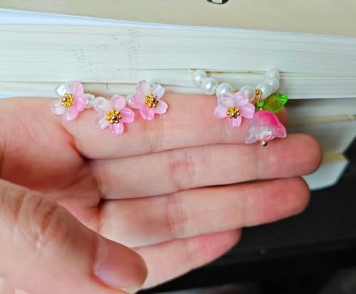 2 pcs Cute Planner Paper Clip Bookmarks, 2 Inches, Journal Notebook Charm Accessories, Page Saver Holder, Bookish Gift for Book Lover (Pink Flowers)