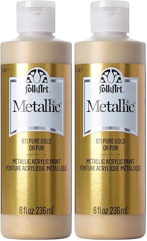 FolkArt Acrylic Paint in Assorted Colors (8 oz), Pure Gold, (Pack of 2)