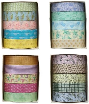 Colorful Pattern Washi Tape Set - 20 Rolls Cute Adhesive Tapes Pastel Arts Decorative Masking Tape Sets for Craft, Kids, Scrapbook, DIY, Gift Wrapping (Fresh Nature)
