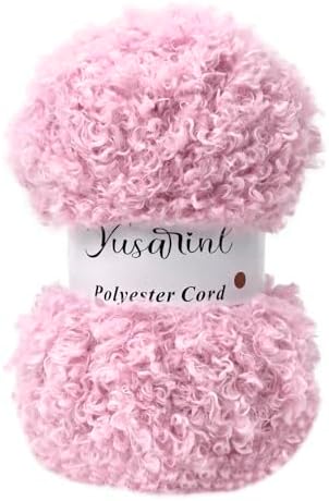 (32 Colors Available) Yusarinl Teddy Bear Yarn,Fuzzy Yarn for Crochet Polyester Plush Fur for Crafts Fluffy Fuzzy for Knitting(3.35 oz, 40 yds)-Pink