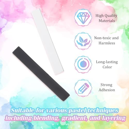 Watersay 24 Pcs Soft Pastel Drawing Chalk Set Square Sketch Chalk Non-toxic Artist Pastel Sticks for Professional Artists and Art Lovers(60 x 8 x 8 mm,Black,White)