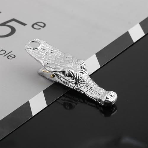 Vintage Crocodile Head Journal Clip - 3.4 Inch Heavy Duty Alligator Metal Book Clip Pin, Solid Decorative Bookmark Paper Organizer Notebook Holder Planner for Home Office Desk