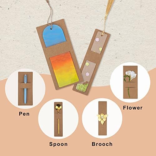 Kraft Bookmark Holder 30 PCS for Acrylic Bookmarks Bulk DIY Bookmarks Sleeves Wrapping Display Cards Small Business Packaging Supplies for Party Gift